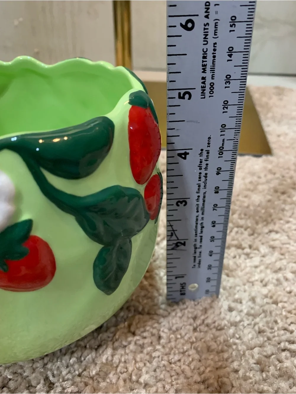 Anthropologie Light Green Strawberry Ceramic Planter/Bowl